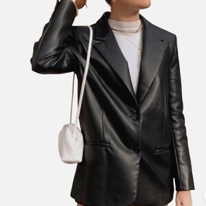 Zara Black Faux Leather Oversized Blazer/Jacket M